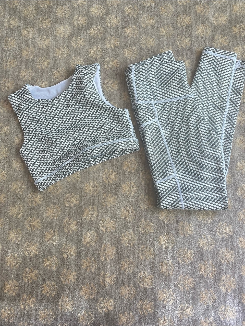 Textured Grey Active Set - Sports Bra and Leggings